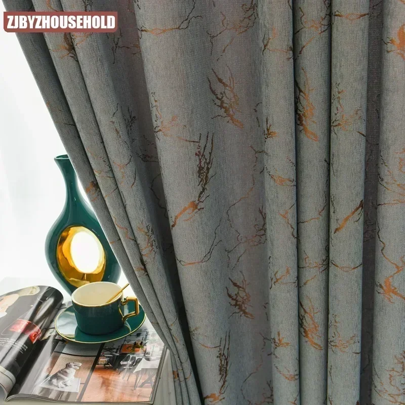 

Modern Chenille Curtains for Living Room Bedroom Scandinavian Minimalist Master Type Blackout American Floating Window Custom