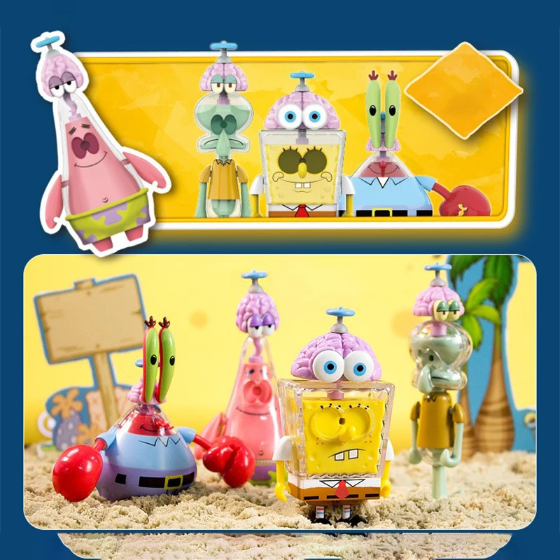 

12 различных губчатых бобов, квадратные штаны, спинный мозг, слепая коробка, серия, золотая одежда для исследования, большая звезда, персонаж, игрушка в подарок