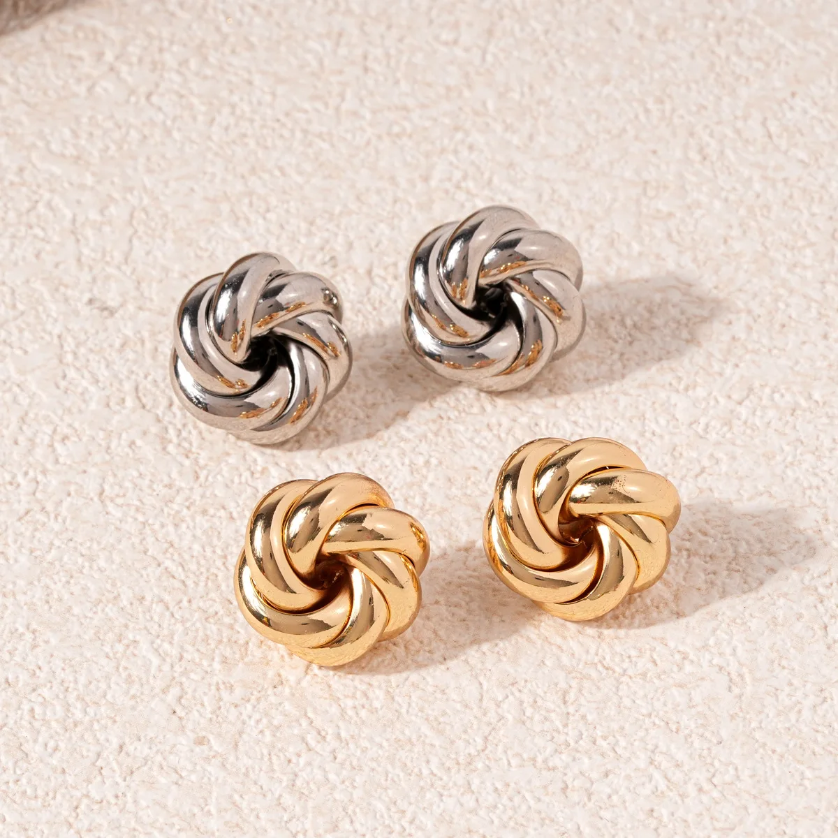 Vortex round hollow stud earrings metal wind personality niche earrings light luxury high-end decorative women