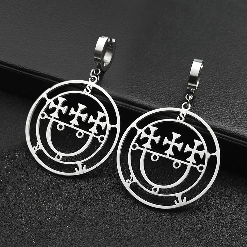 

Sigeal Sigil De Lucifer Stainless Steel Dangle Earrings Women Men Satan SITRI Sytry Bitru Lazer Baphomet Stamp Earring Jewelry