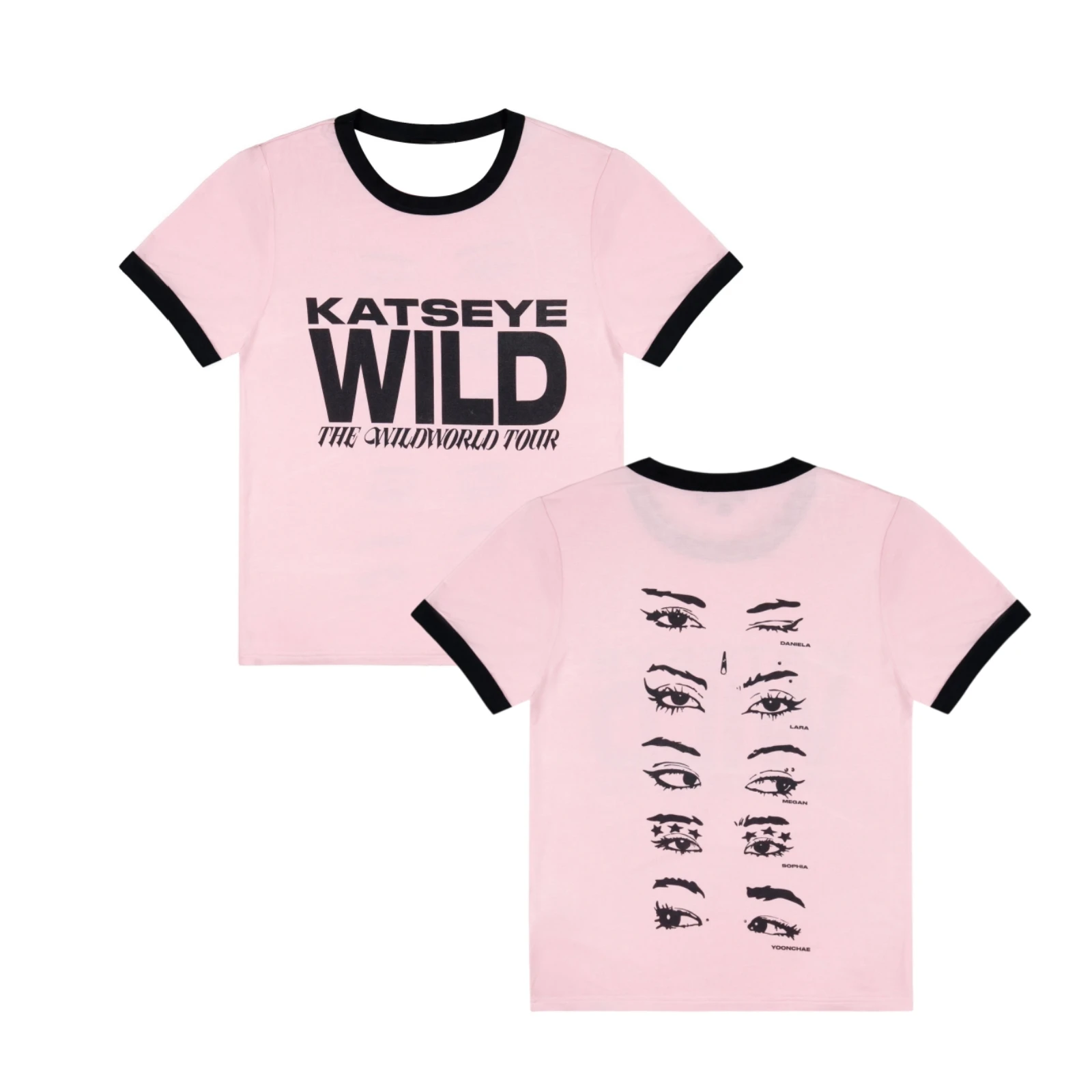Katseye The Wildworld Tour 2026 Pink Ringer T Shirt Kpop Concert Y2k High-Quality Breathable Quick-dry Casual Men Women Jersey