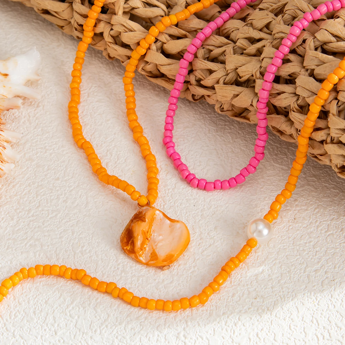 SHIXIN 3Pcs/set Kpop Boho Conch pendant Seed Bead Chain Anklet for Women Summer Beach Imitation Pearl Charm Barefoot Y2K Jewelry