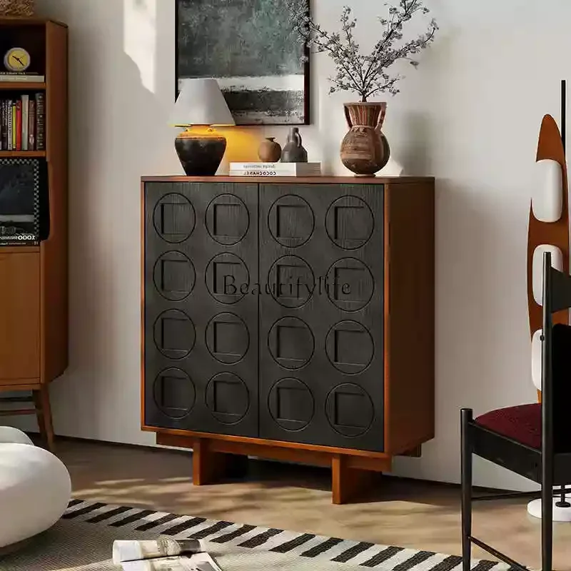 

ls 51French retro solid wood dining side cabinet North American cherry wood antique living room
