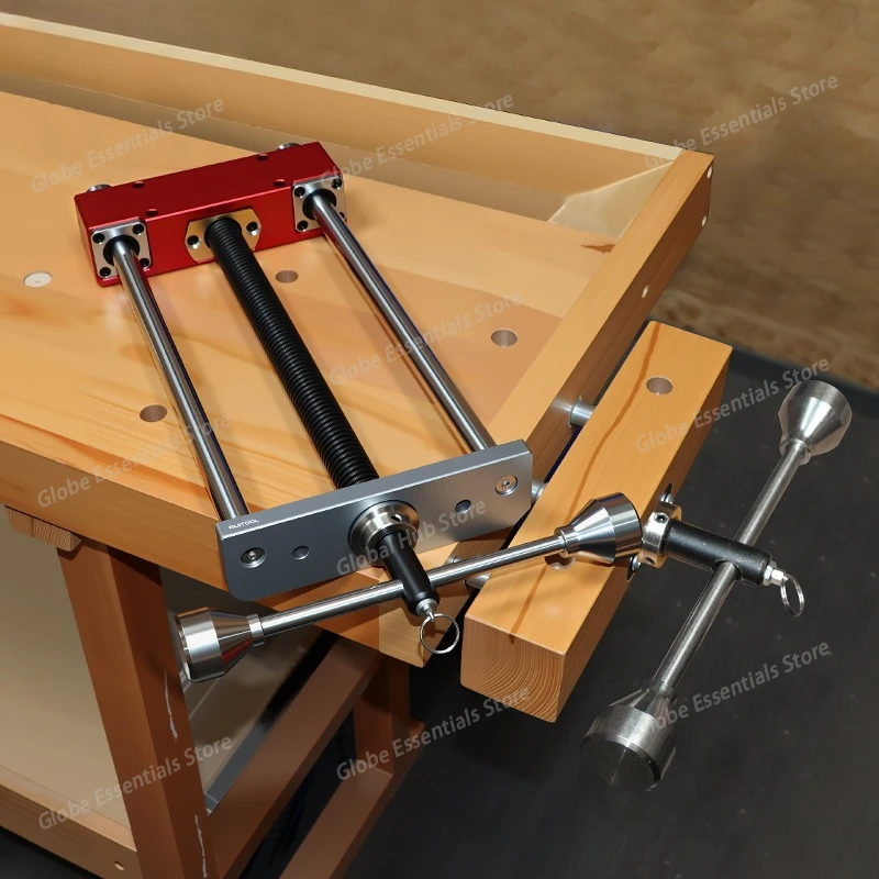 Workbench Front Inertia Vise Bench Dogs Clamp Set with Non-Slip Silicone Pads Woodworking Clamp for Wood Projects