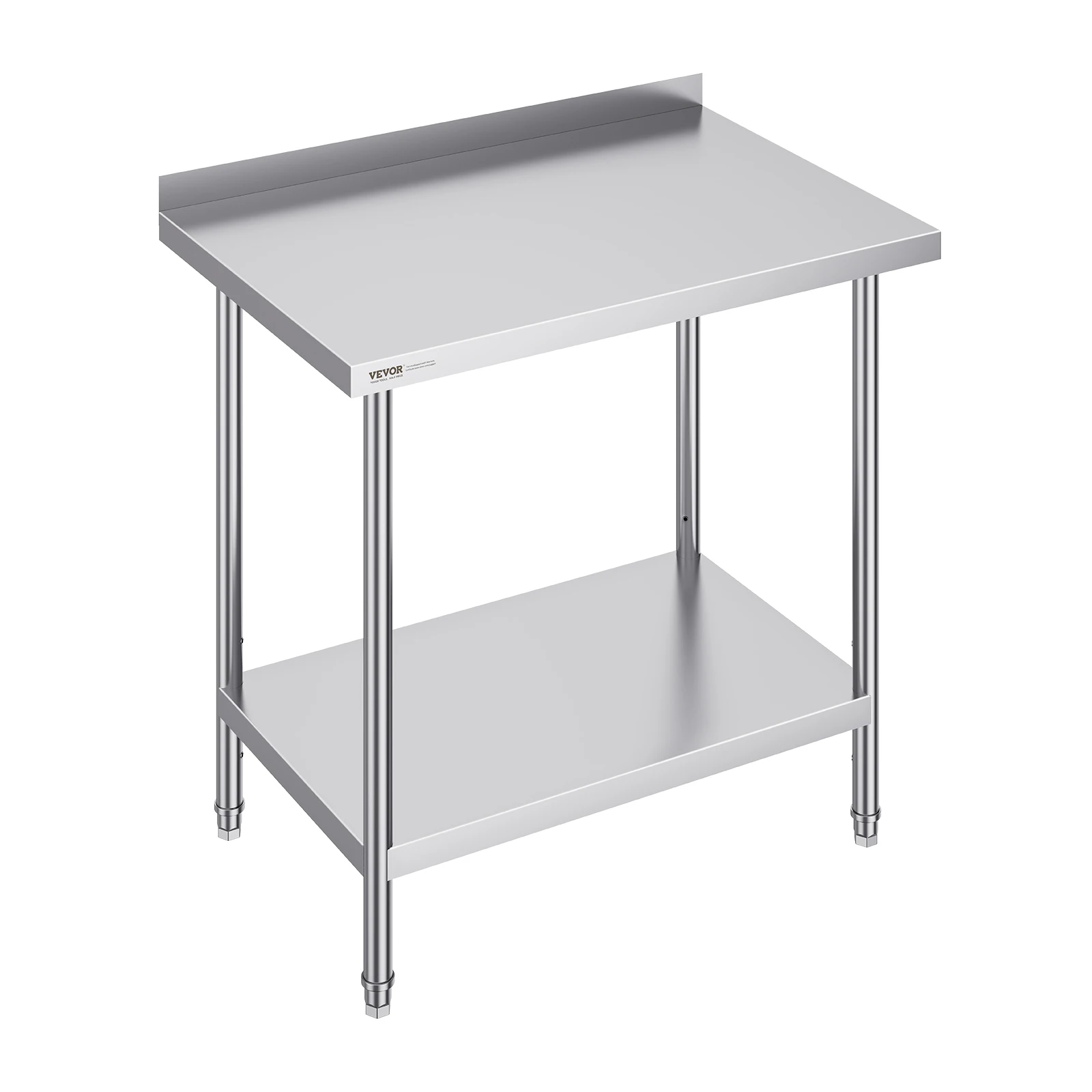 SucceBuy Mesa de trabajo de acero inoxidable Mesa de trabajo comercial de preparación de alimentos resistente con altura ajustable para restaurante y hogar