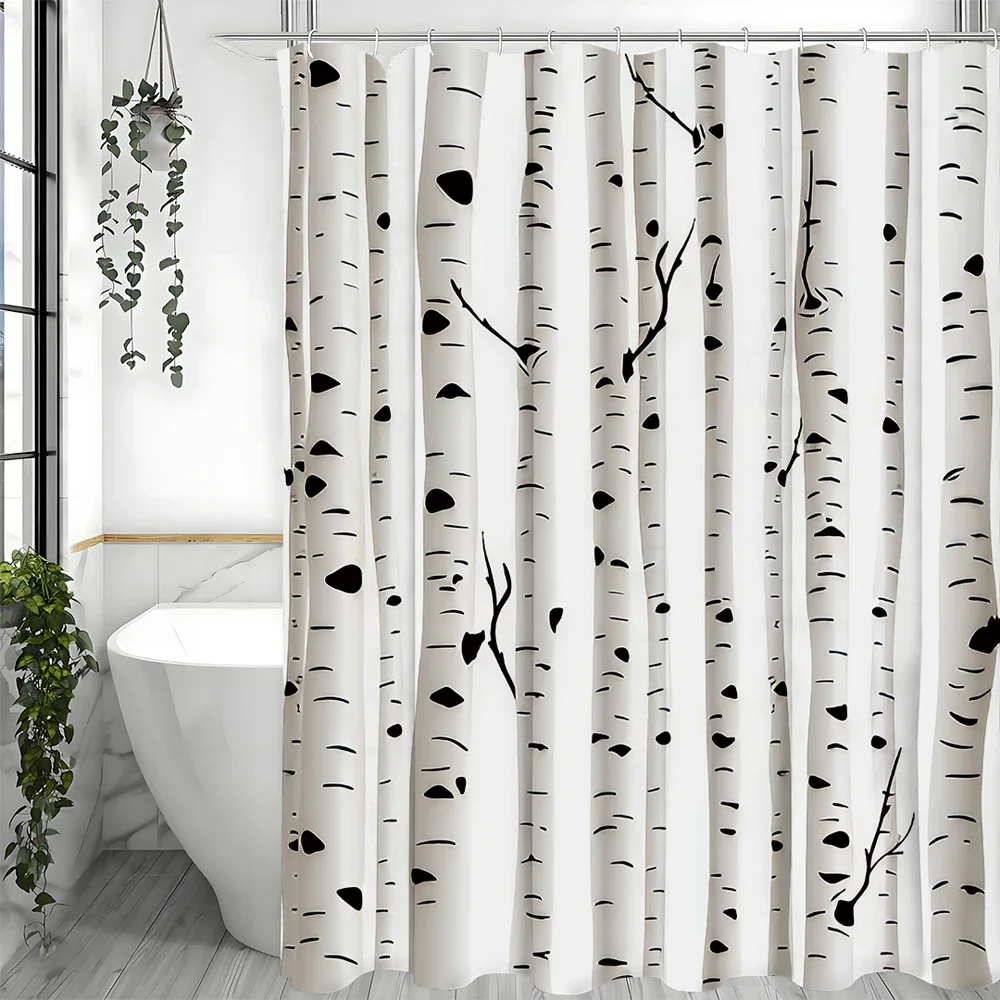 

Прекрасная занавеска для душа в ванной, винтажный декор для ванной комнаты, тополь, белая, черная занавеска для душа с декором для ванной комнаты, водонепроницаемая занавеска для душа