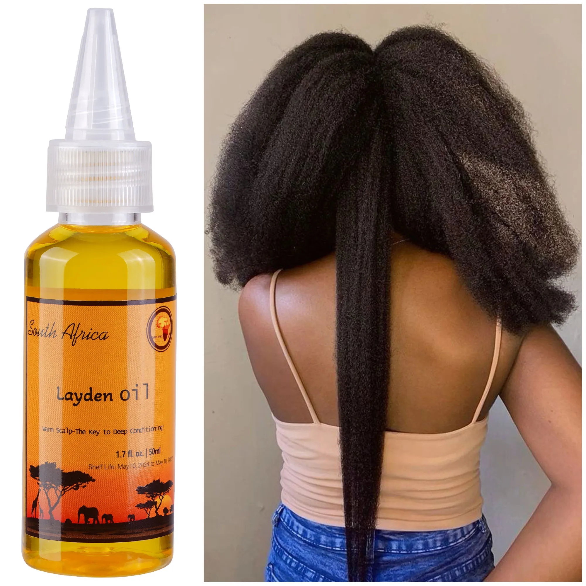 Potente aceite nutritivo para el cabello que hace africanos, cabello largo y natural