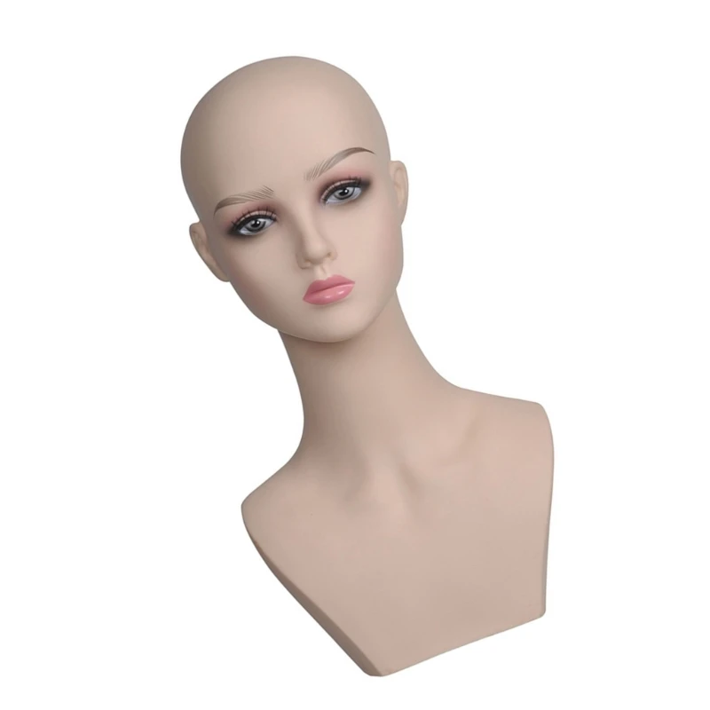 Female Mannequin Head Face Makeup Head Stands Portable Holder Display Stand for Display Wigs R3MF