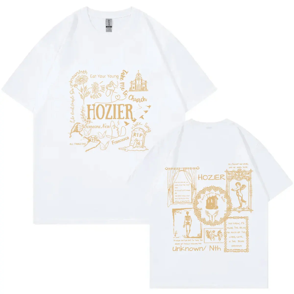 Singer Hozier Concert Tour Graphic T Shirts Men Women Fashion Rock Oversized T-shirts Trend Hip Hop Vintage Short Sleeve T-shirt