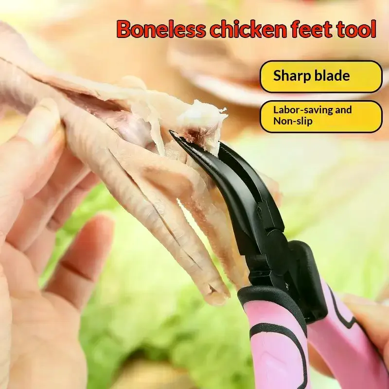 Handheld Chicken Bone Pliers With Curved Nose & Spring Mechanism Suitable For Quick Duck Feet Efficient Poultry Deboning