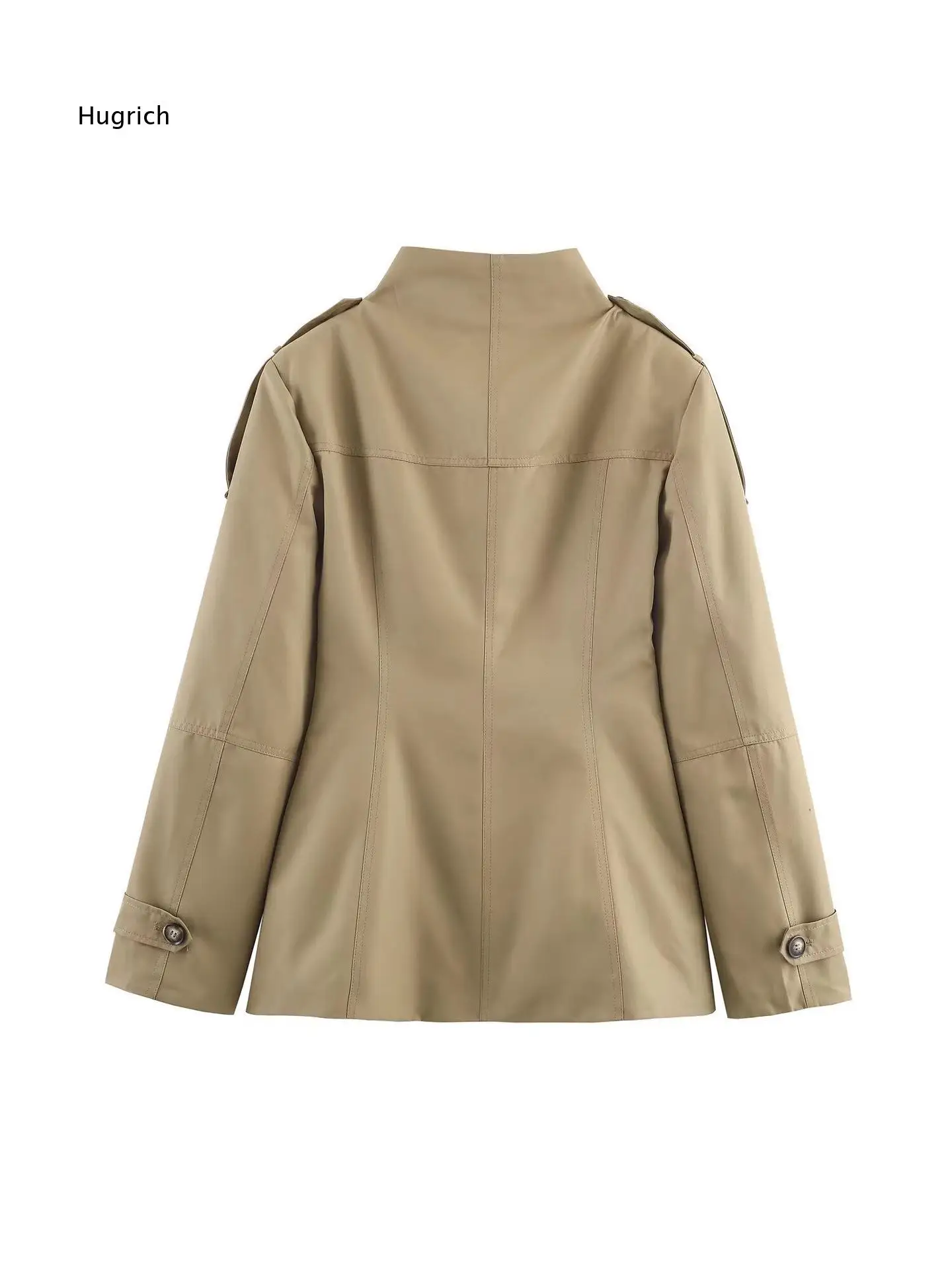 Womens Ins Style Casual Outerwear With Strap Decor And Side Pockets Loose Comfortable Silhouette For Autumn Daily Walking Stree