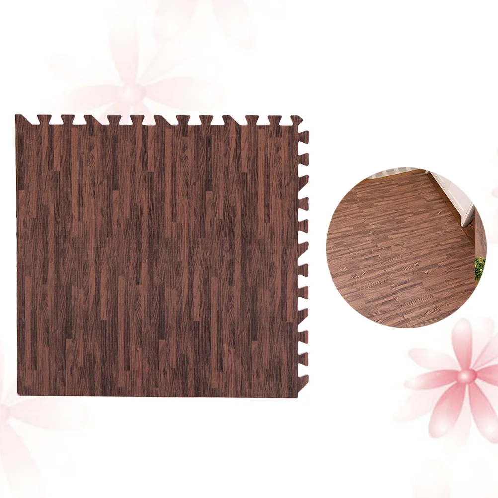 8PCS 30cm Square EVA Yoga Mat Floor Interlocking Mat Show Floor Yoga Fitness Gym Exercise Mat (Dark Wood Grain)