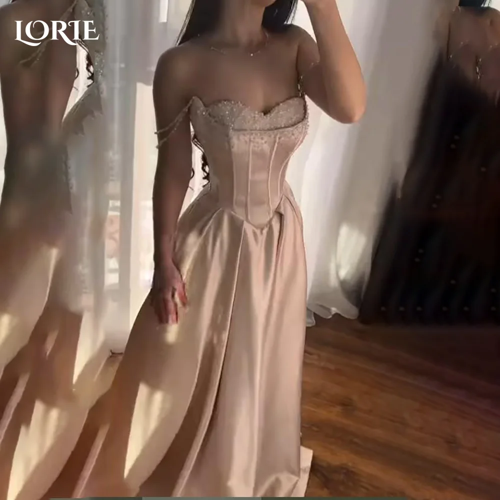 

LORIE Sequins A-line Evening Dresses Saudi Tulle Off Shoulder Backless Princess Prom Dress Arabia Dubai Party Gown Customized