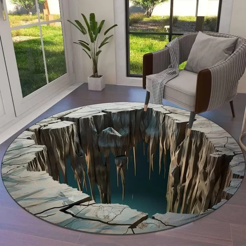 3D Optical Illusion Crack Vortex Deep Hole Carpet Decor Floor Mat Bedroom Leisure Area Carpets Sofa Soft Bedside Non-slip Rugs