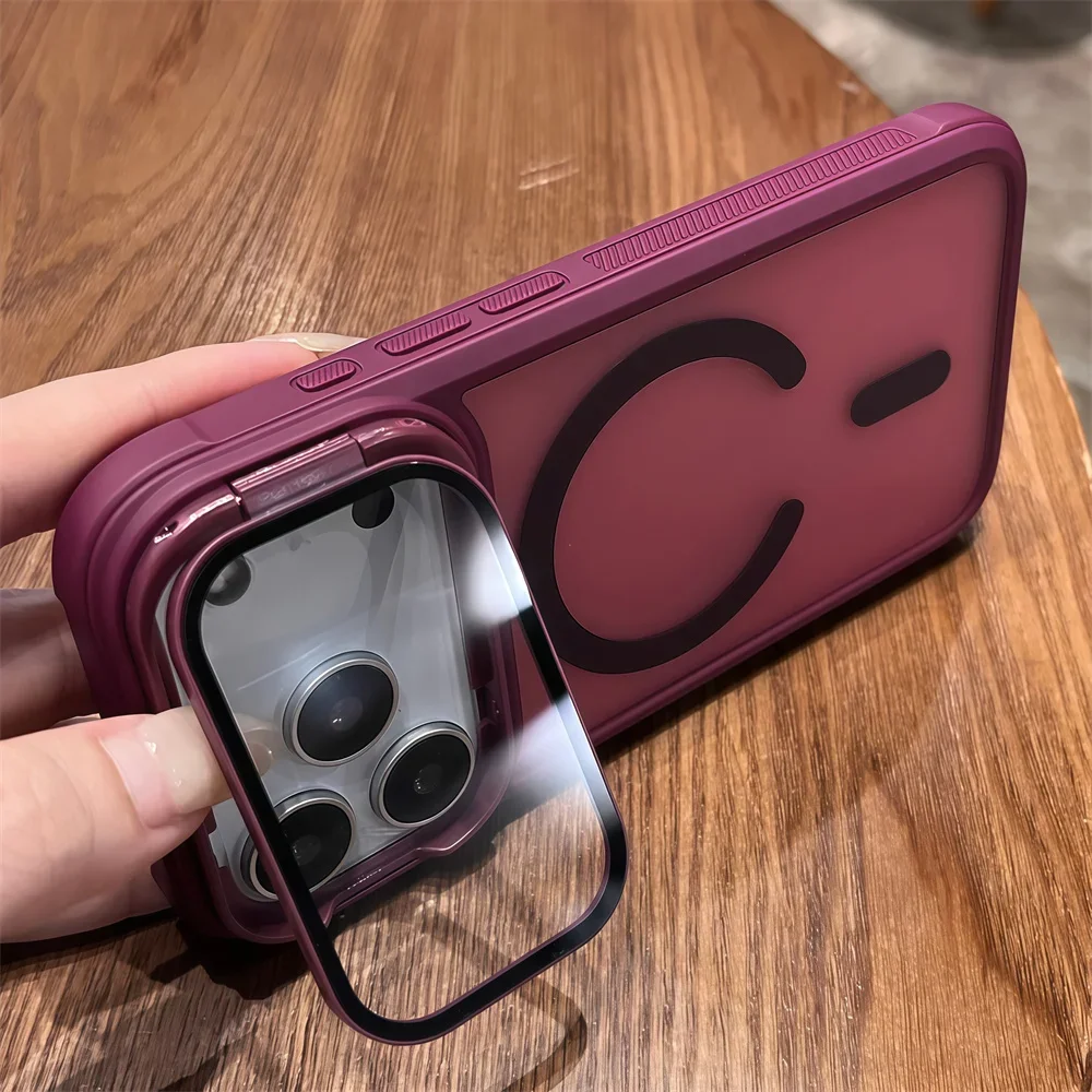 Vollständig ausklappbarer Linsen-Ständer für Magsafe Armor Magnetische Handyhülle für iPhone 18 17 16 15 14 13 12 Pro Max, kabellose Ladefunktion, matte Abdeckung – Detail 8