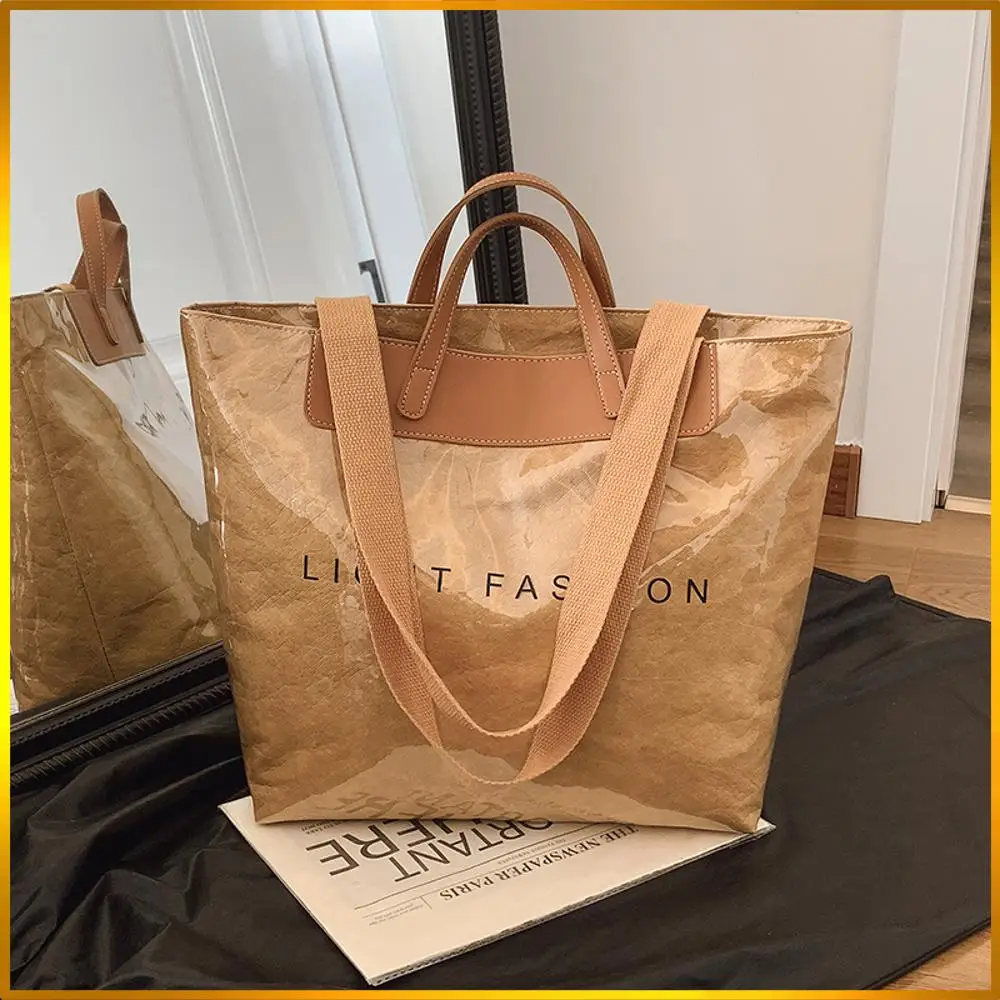 

PVC Simple Handbag Waterproof All-Match Shoulder Bag Tear-Resistant Leisure Shoulder Bag Shopping Work Date Bag