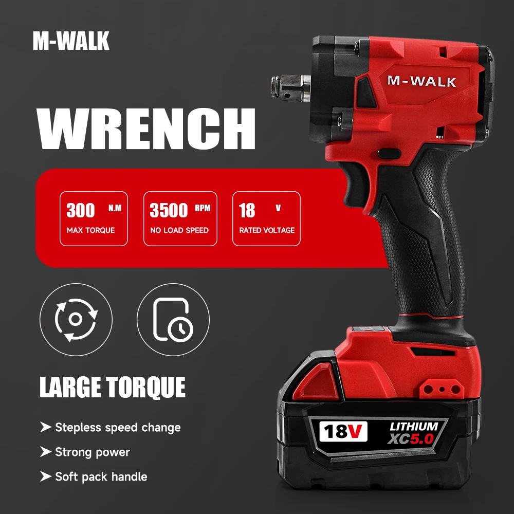 1/2 Inch Borstelloze Elektrische Slagmoersleutel Draadloze Variabele Snelheid Moersleutel Slagschroevendraaier 18V Power Tool Voor Milwaukee Batterij pin