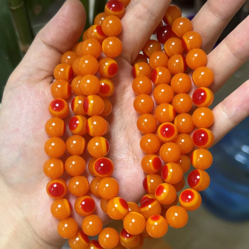 Imitation Bird Head Bead Bracelet, Multi-strand, Original Red, Handmade, No Patterns, Calcified Buddha Beads  Long String