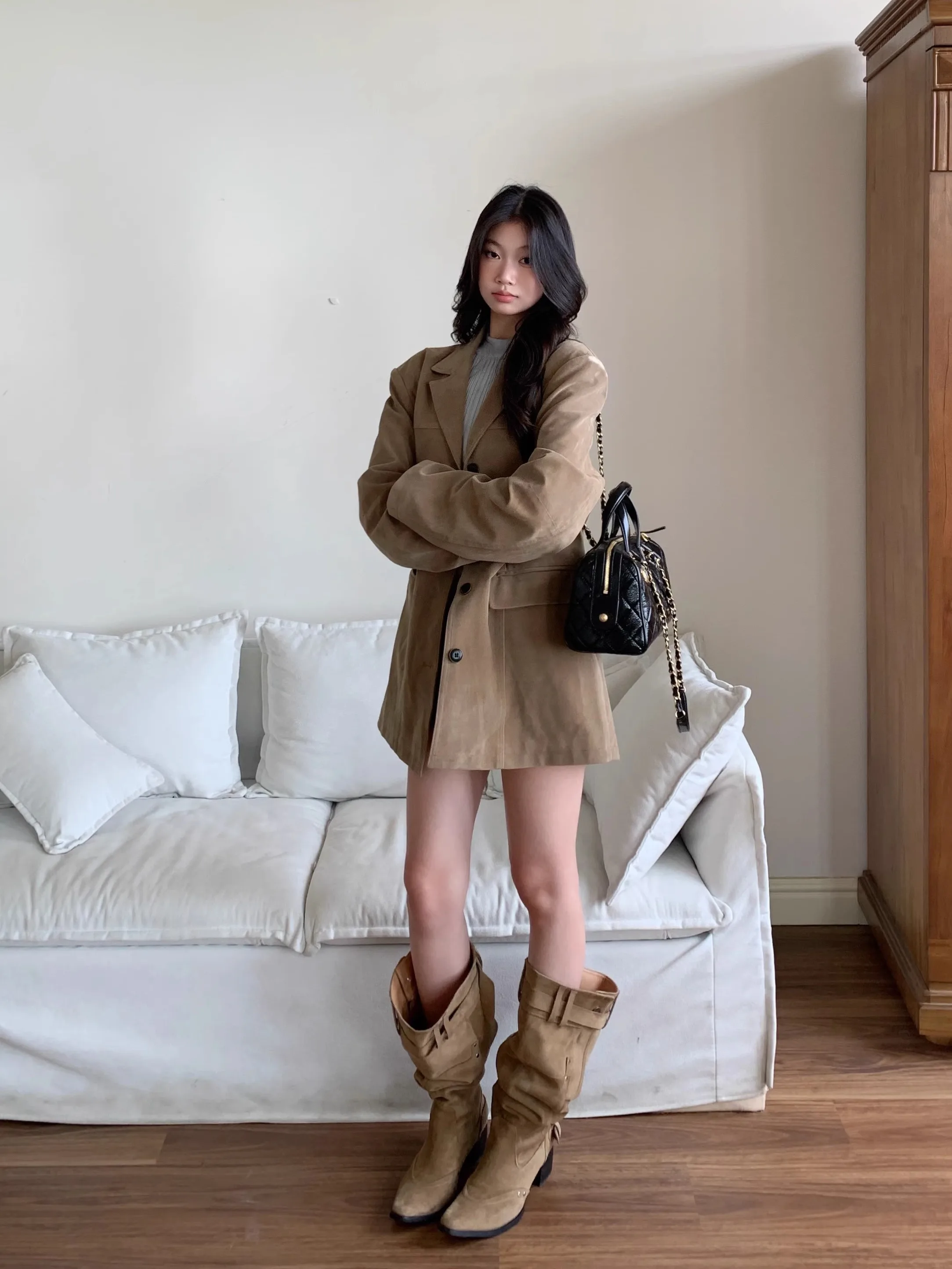 

Женское повседневное длинное пальто свободного кроя с одной пуговицей, осенняя новинка, модная верхняя одежда от WITHMIN