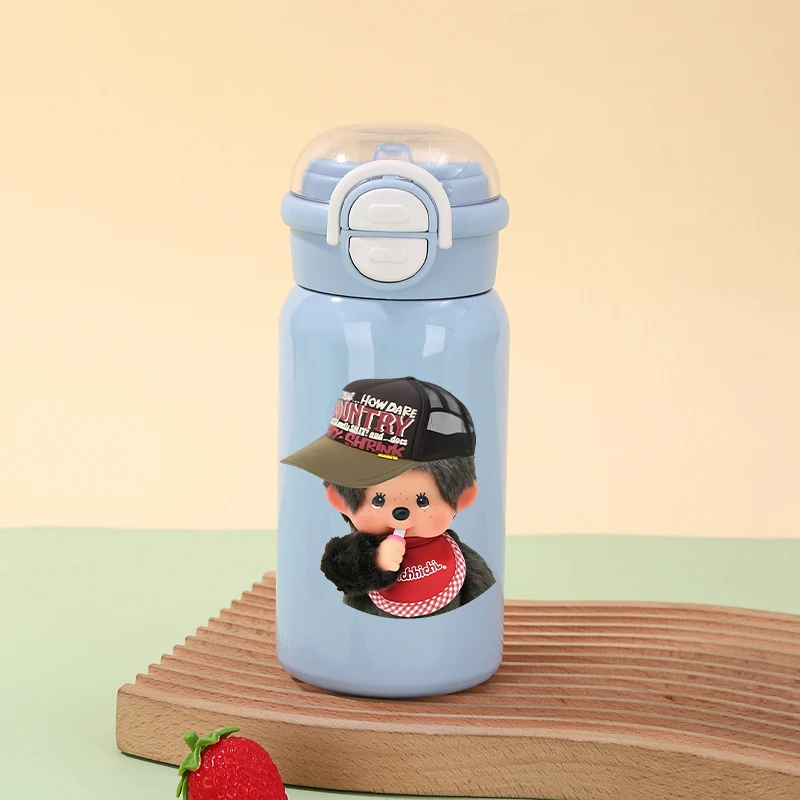 Cute Monchhichi Thermos Cup Girl School Water Bottle with Straw Women Office Coffee Mug Kids Winter Outdoor Kettle Children Gift view 4