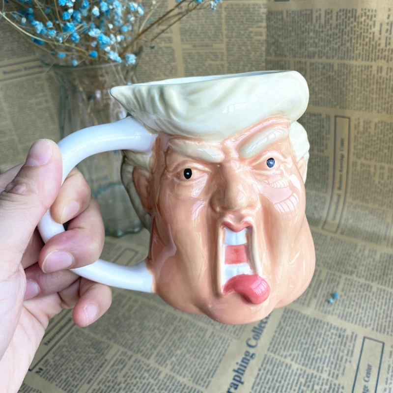 

1pc Trump Ceramic Mug Large Capacity Creative Funny Mugs Coffee Cups Spoof Water Cup 3D Stereoscopic Cup