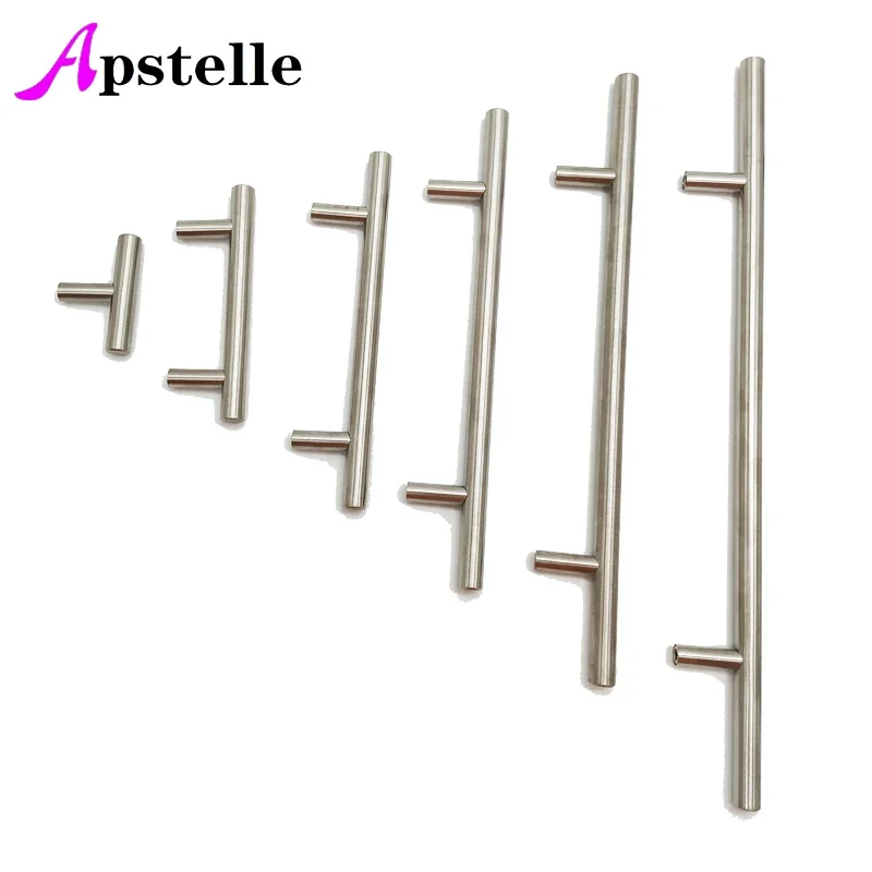 Apstelle-tirador de barra en T para puerta de cocina, pomo de acero inoxidable de 50-500mm, para muebles, armario, cajón