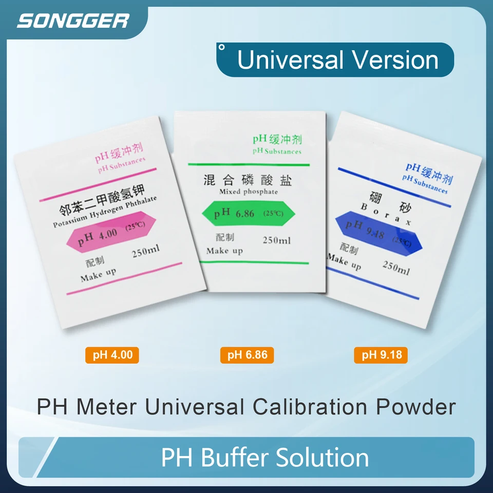 Polvo Tampón De Calibración PH 6.86: 10 Sobres Para 250 Ml Cada Uno (solución Buffer Para Medidores)