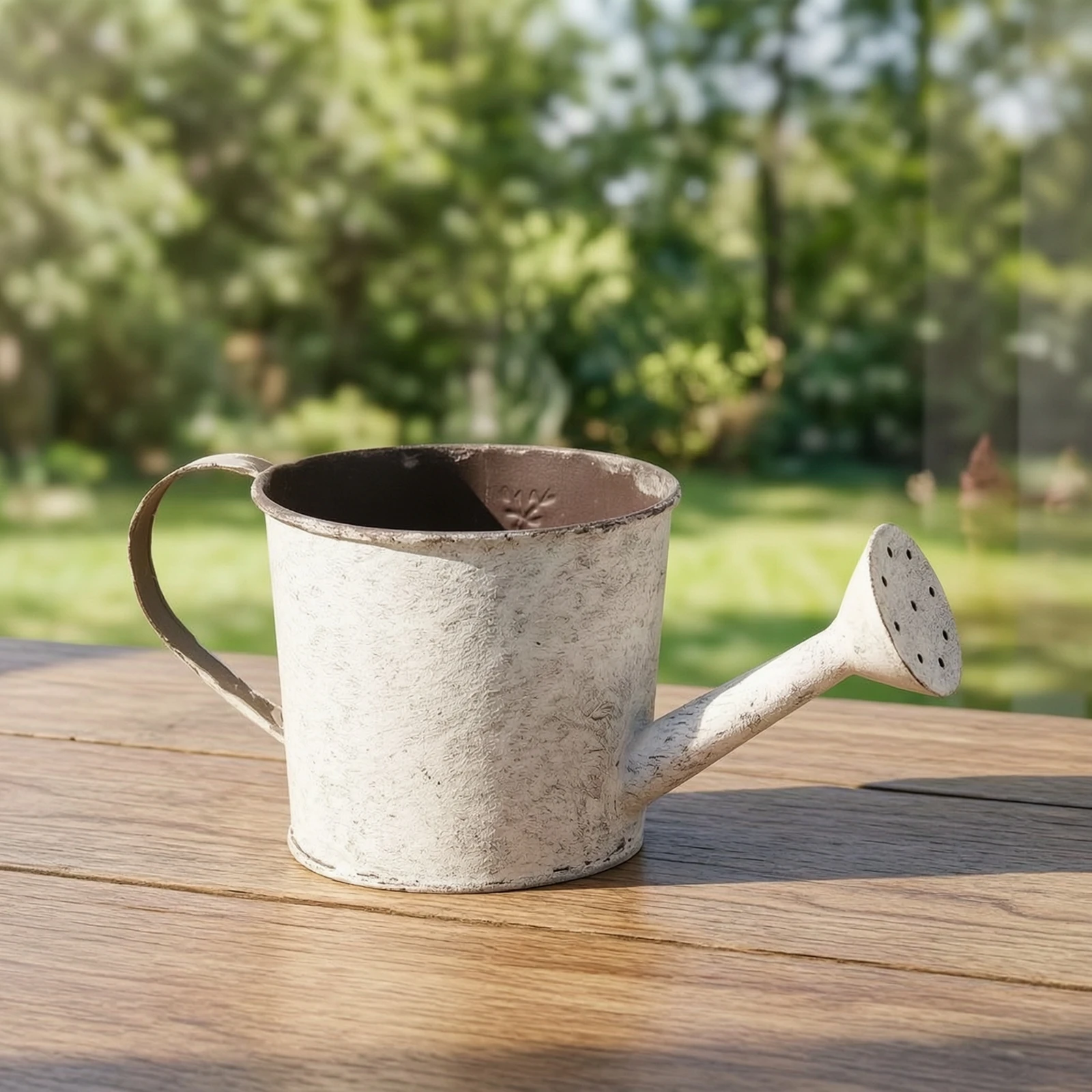 Watering Can with Long Spout Seamless Watering Can with Sprinkler Head Vessel Metal Textured for Plant Lovers, Indoor Gardening