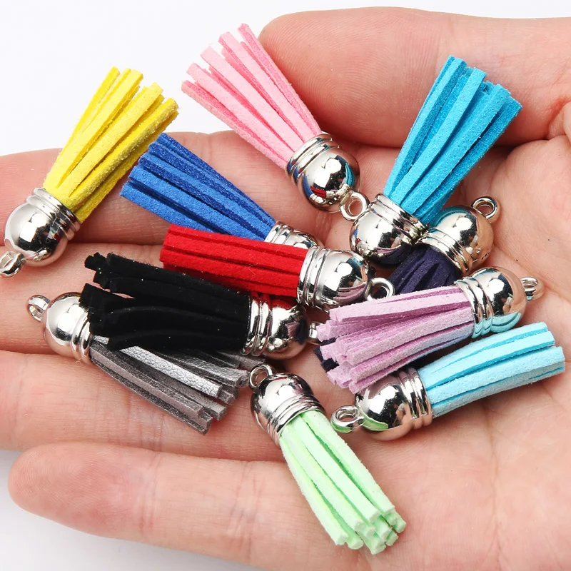 

10pcs/Lot 11x38mme Suede Leather Tassel For Keychain Cellphone Straps Jewelry DIY Pendant Charms Finding Earrings Accessories