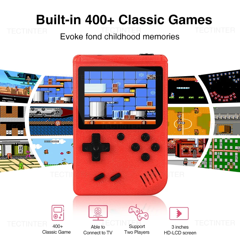 Mini Console per videogiochi portatile retrò schermo LCD da 3.0 pollici regalo per bambini lettore di giochi portatile a 8 Bit 400 giochi integrati