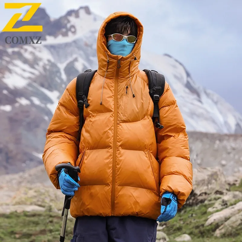 

COMXZ Мужская стеганая куртка Классическая с капюшоном для альпинизма Ветрозащитная теплая парка Ежедневный стиль Удобное морозостойкое зимнее пальто