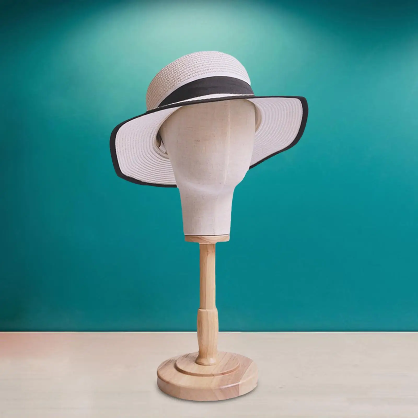 Hat Holder Display Mannequin Head Model Stable with Wood Base Head Circumference 54cm for Beginner Stylist Shopping Mall Home