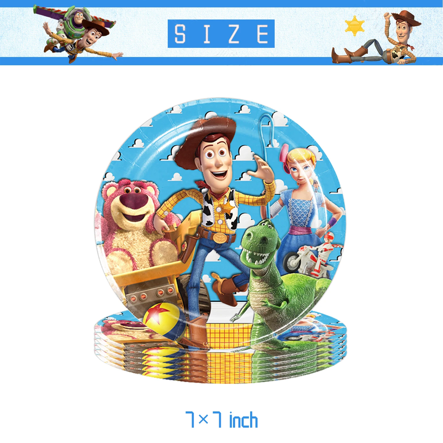 Kinderfeestdecoratie Wegwerp Servies Toy Story Bekers Borden Ballonnen Babyshower Verjaardagsfeestje Cadeau Speelgoed