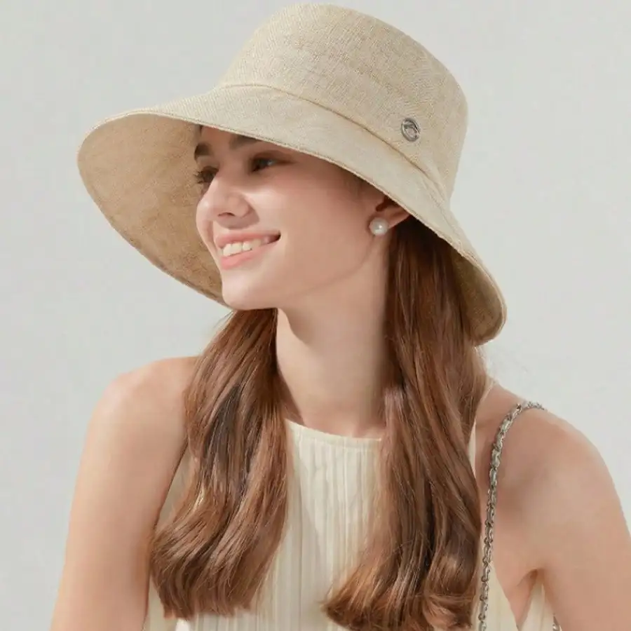 Women's Outdoor Travel Wide Brim Hat, Bucket Hat Design Makes Face Look Smaller, European And American Fashion Sun Hat