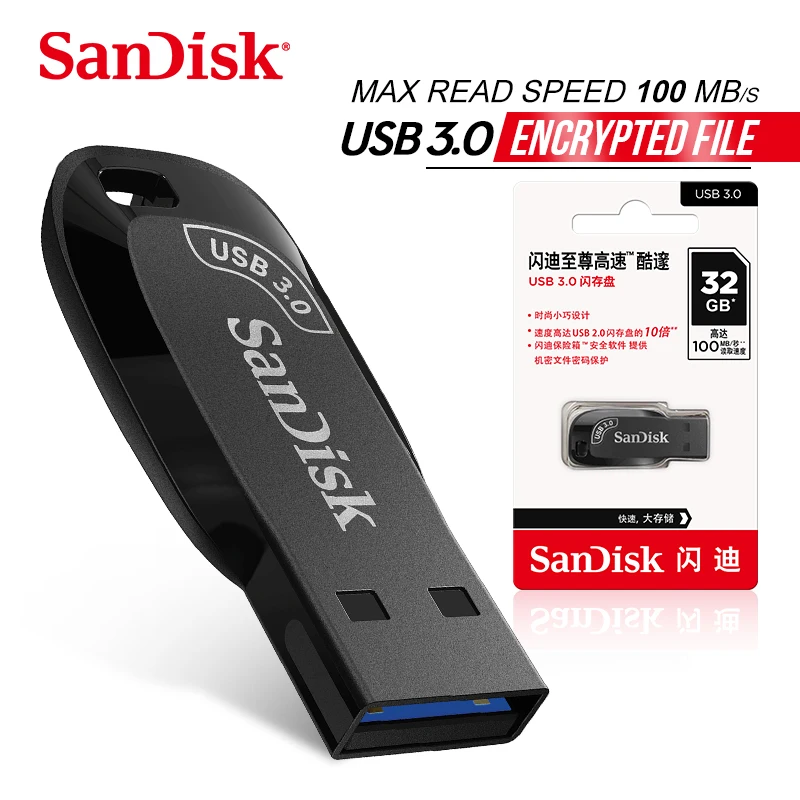 SanDisk USB 3.2 64GB USB Flash Drive CZ410 Pen Drive Memory Stick Black U Disk Mini Pendrive Black External Storage for Laptop