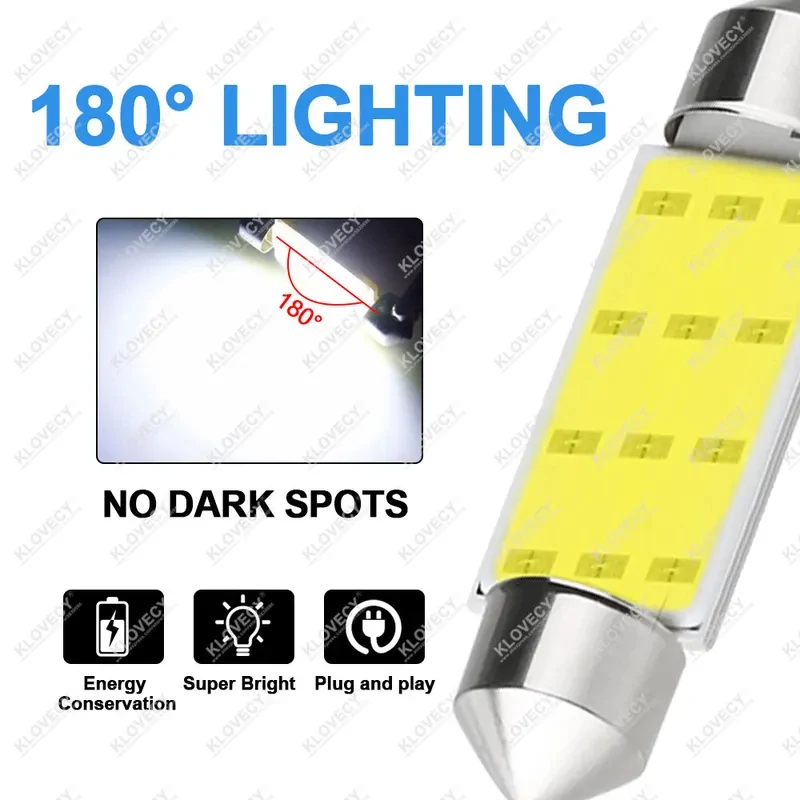 1-24PCS C5W LED Bulb Festoon 31mm 36mm 39mm 41mm 12V 7000K White Car Interior Dome Reading Light Trunk License Plate Lights