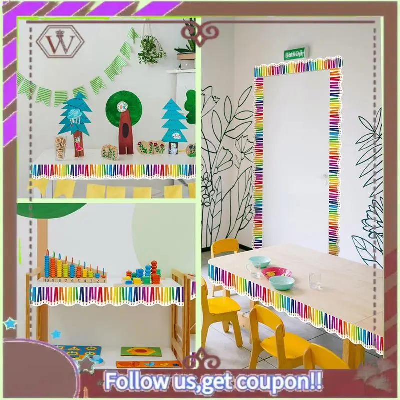 ABBG-1 لفة 59Ft ذاتية اللصق لوحة الإعلانات الحدود صدفي الحدود مع أنماط قلم رصاص لديكور مكتب الفصول الدراسية