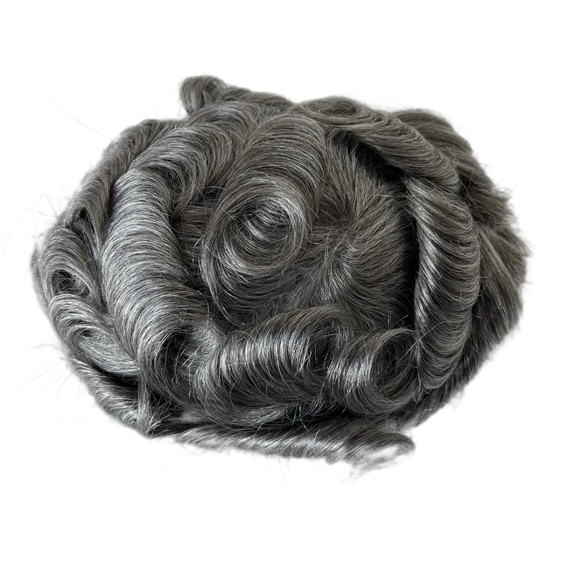 Malezyjskie dziewicze ludzkie włosy # 1b60 Biały Tupecik z Ludzkich Włosów na Podłożu PU 8x10 Węzłów dla Europejskich Mężczyzn