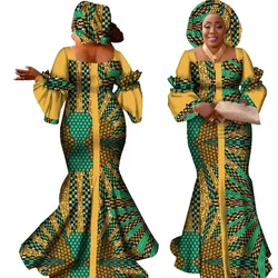 Abiti africani per le donne Fashion Design Nuovo abito africano Bazin Fashion Design Abito lungo con sciarpa Abiti africani WY2347