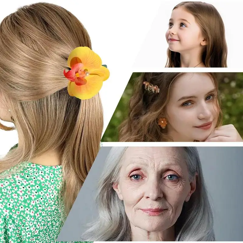 คลิปดอกไม้สำหรับผมดอกลีลาวดีที่หนีบผมรูปดอกไม้เครื่องประดับผมผมดอกไม้เทียมหรูหรา