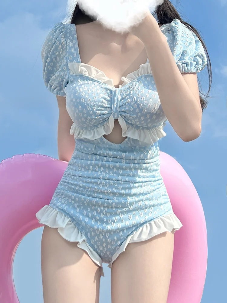 

Купальник Mimoi Closet с милым цветочным принтом, женский купальный костюм больших размеров, повседневная пляжная одежда