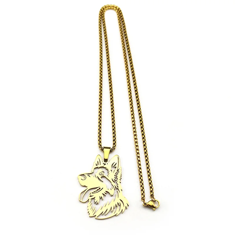 Schöne Deutscher Schäferhund Anhänger Halskette für Frauen Männer Edelstahl Silber Farbe Punk Haustier Welpen Kette Schmuck Geschenke – Detail 8