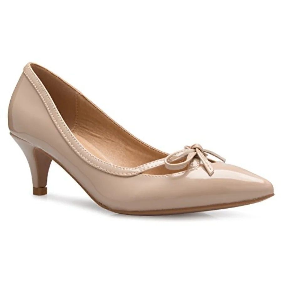 Zapatos de tacón bajo Olivia K para mujer, clásicos, con punta cerrada, estilo D'Orsay, con lazo, para vestir, trabajar, fiestas, zapatos de tacón medio