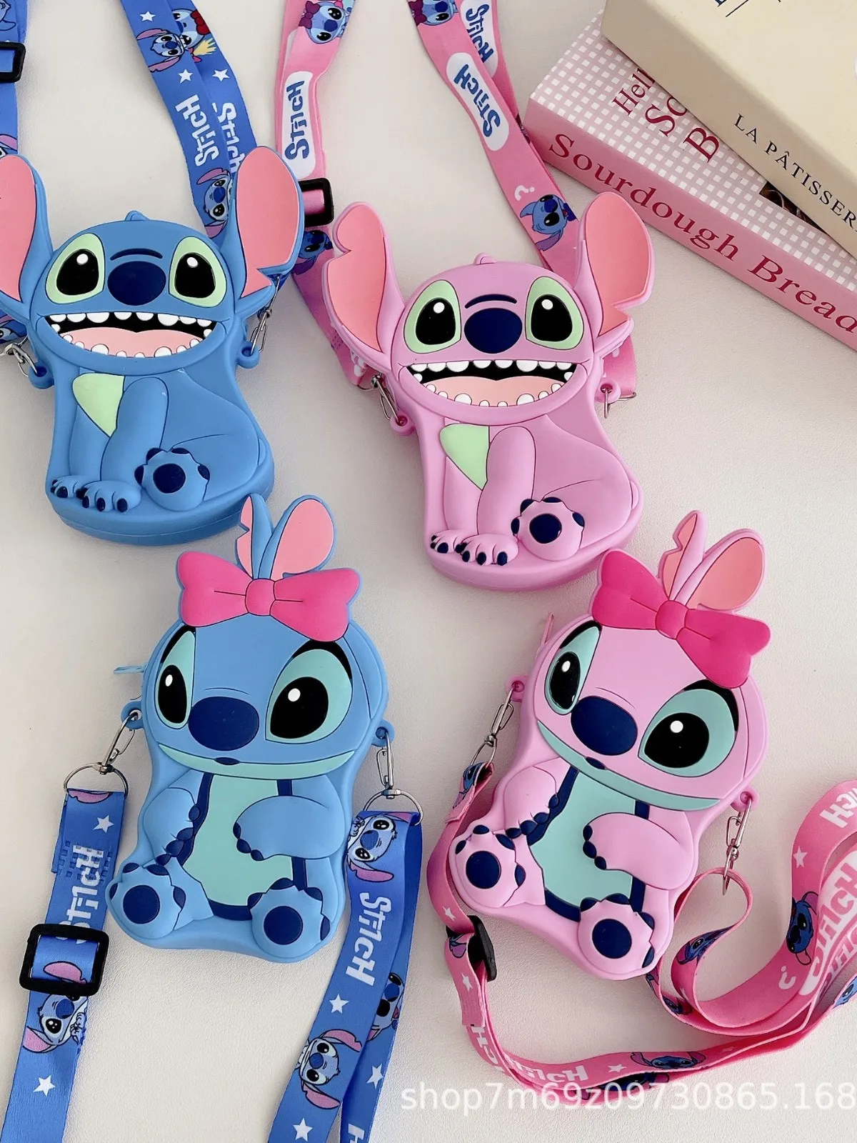

New Disney Stitch Children's Bag Cute Storage Crossbody Women's Butterfly Large Capacity Zero Wallet Girl Gift