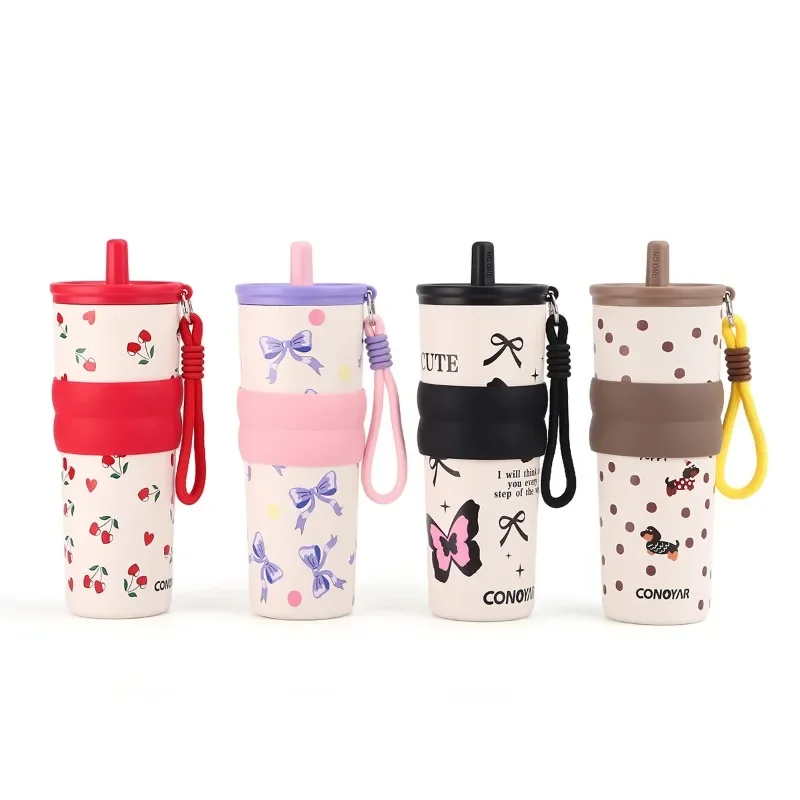 Edelstahl 710ML Isolierbecher für Jungen und Mädchen, tragbarer Kühlbecher für Eiscreme, Outdoor-Trinkbecher mit Trageschlaufe