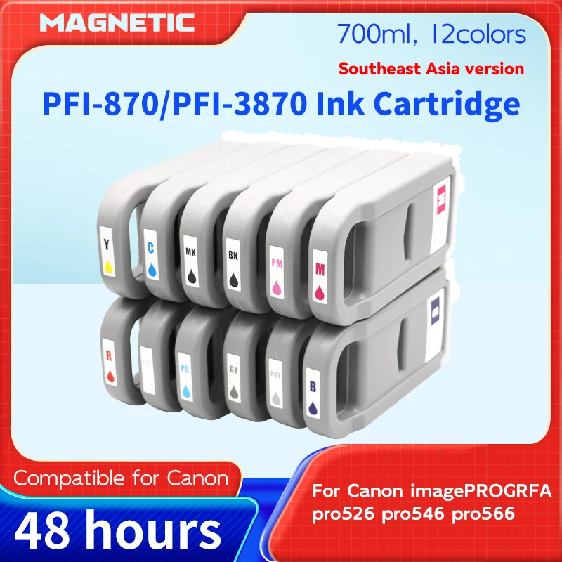 

1PC PFI-870 pigment ink cartridge PFI-3870 ink cartridge is suitable for Canon PRO-526 PRO-546 PRO-566 GP-546S GP-566S