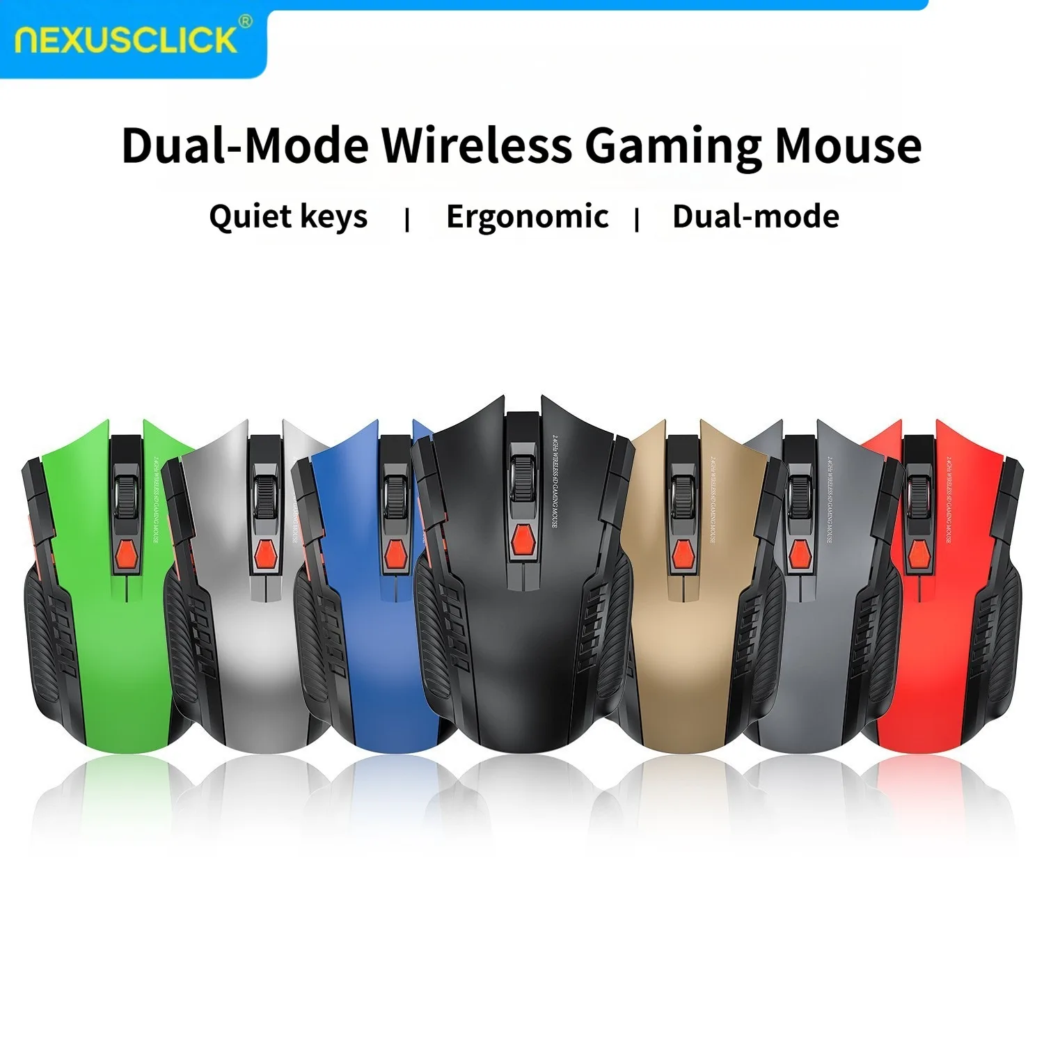 NexusClick Wireless Optoelectronic Mouse, 1600 DPI 6 Silent Clicks New Game & Craft Gift Mice in Stock USB Receiver for Office G