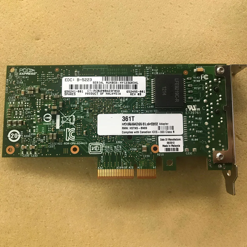 Original For HP NC361T 652497-B21 656241-001 652495-001 Gigabit dual-port network adapter