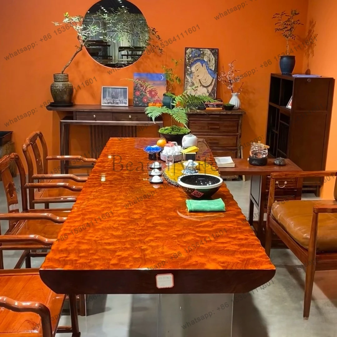 Ba Hua solid wood large board table mahogany tea table home office whole board