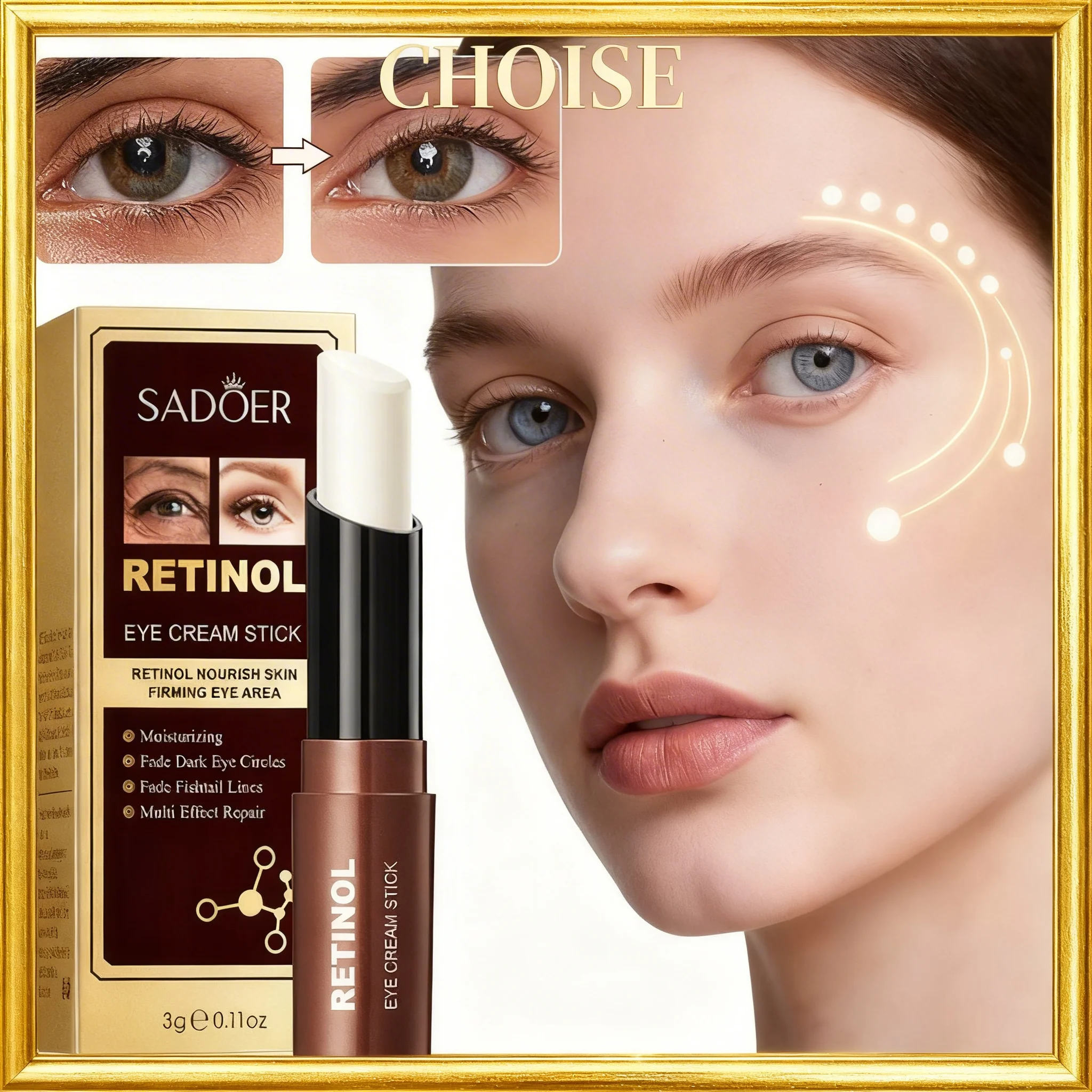 

Retinol Eye Cream Stick Removing Anti Dark Circles Under the Eyes Moisturizing Firming Eyes Brighten Eye Skin Care Products